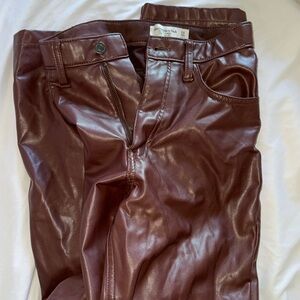Abercrombie & Fitch Curve Love Brown Faux Leather Pants